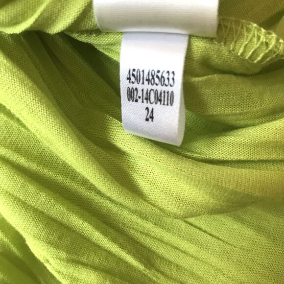 Chicos Crinkle Round Neck 3/4 Sleeve Top SZ 0 S Yellow Lime Statement Dopamine - Picture 8 of 11